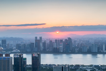 夕阳下钱江新城钱江世纪城