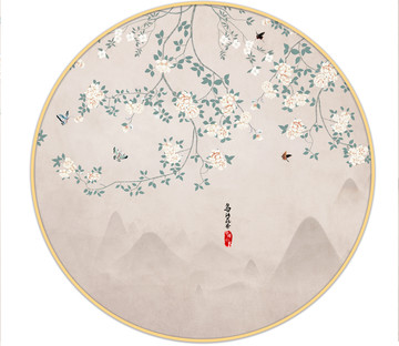 手繪花鳥(niǎo)裝飾畫掛畫無(wú)框畫