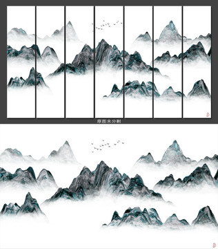 新中式意境山水画装饰画壁画