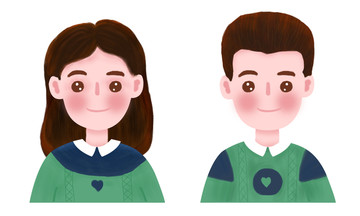 情侶頭像男女圖標(biāo)插畫2