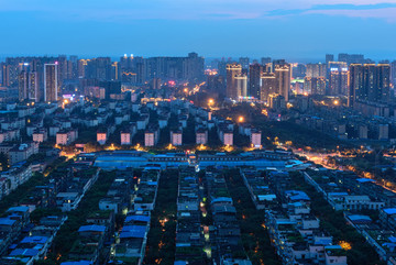 眉山东坡岛湿地城市全景夜景