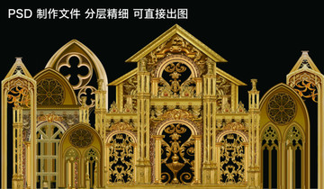 歐式金色拱門拜占庭拱門