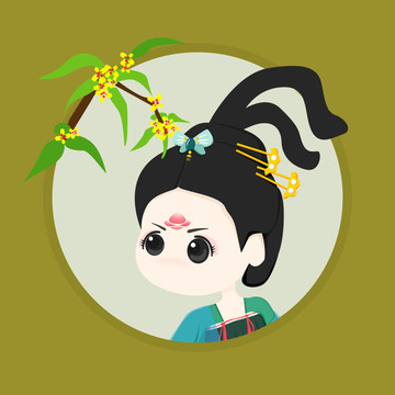 Q版漢服齊胸可愛(ài)美女矢量素材