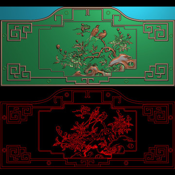 精品花鳥床背板圖B
