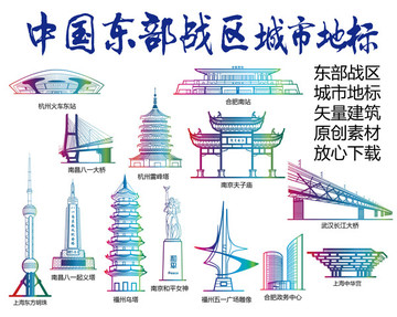 東部戰(zhàn)區(qū)標志建筑矢量大全