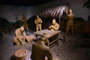 古代陶瓷作坊生产场景