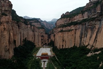 航拍黄崖洞风景区