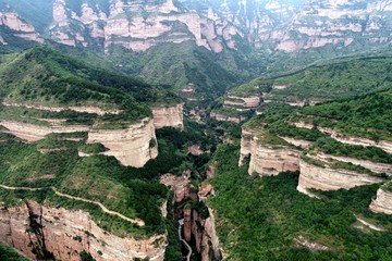 航拍黄崖洞风景区