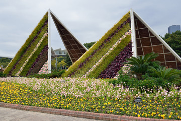 金字塔造型的园艺布置