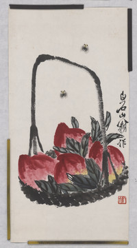 齊白石籃壽桃