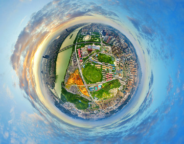 从窑埠上空看柳州360全景行星