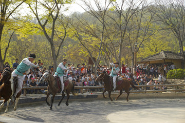 韩国传统骑术表演标枪