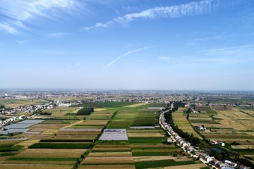 航拍江汉平原田野