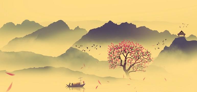 中國風(fēng)水墨山水畫