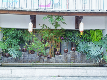 瓦片绿色植物外墙装饰