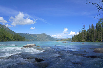 喀纳斯湖湖泊河流自然风光