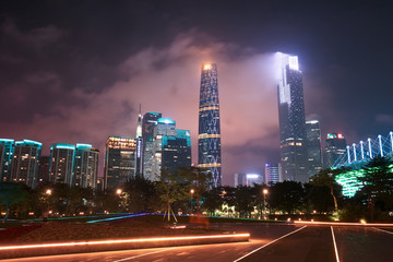 广州花城广场珠江新城夜景