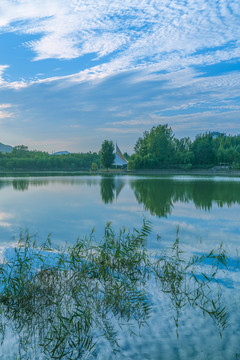 碧水蓝天青州尧王湖风景