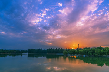 青州南阳湖晚霞风景