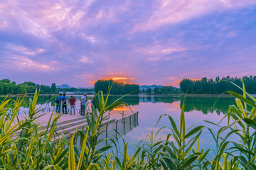 青州南阳湖晚霞风景