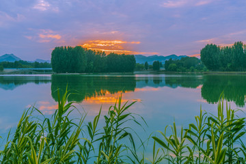 青州南阳湖晚霞风景