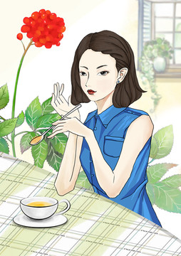 現(xiàn)代美女飲食包裝素材