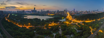 武汉夏季城市夜景日落风光