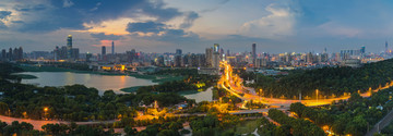 武汉夏季城市夜景日落风光