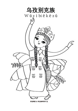 烏孜別克族少數(shù)民族人物矢量簡筆