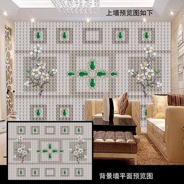 古典鉆石翡翠花朵珠寶背景墻