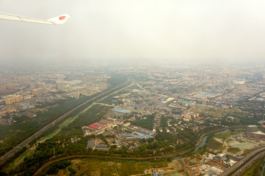航拍成都绕城高速江安河地区
