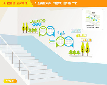 校园安全楼道文化墙