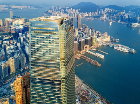 航拍香港环球贸易广场天际100
