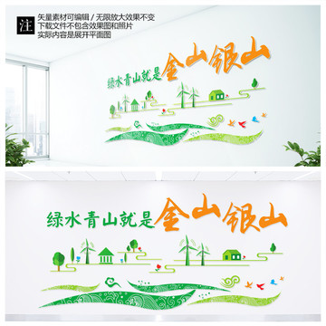 青山绿水环保主题背景墙