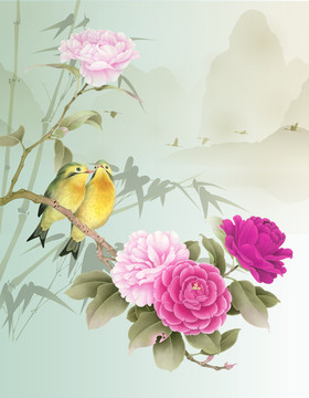 工筆花鳥高清分層