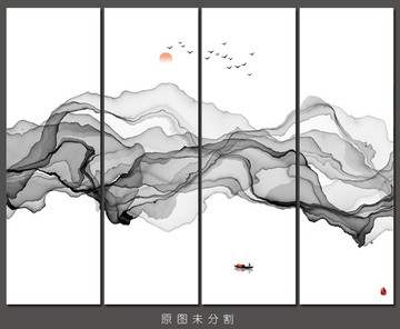 新中式抽象意境客厅水墨装饰画