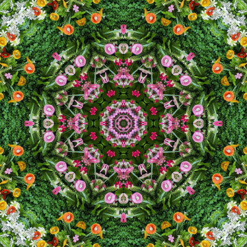 鮮花拼花背景圖案素材
