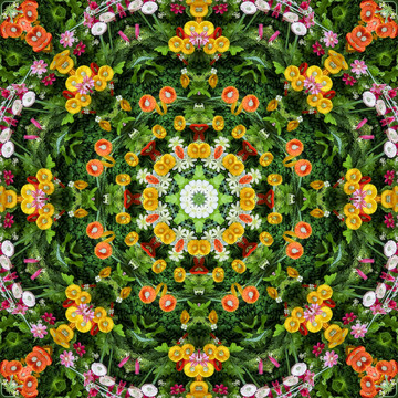 鮮花拼花背景圖案素材