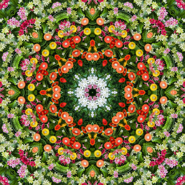 鮮花拼花背景圖案素材