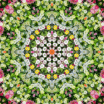 鮮花拼花背景圖案素材
