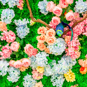 仿真鲜花绿叶背景