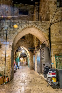 以色列耶路撒冷老城夜景