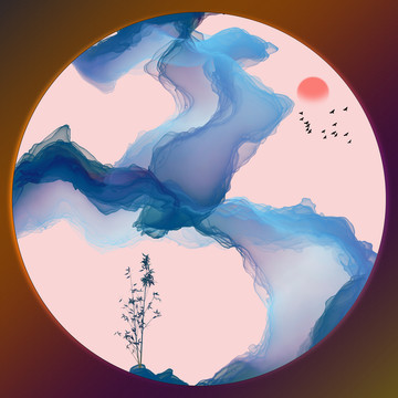 意境水墨山水裝飾畫