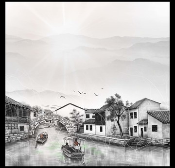水墨江南水鄉(xiāng)畫