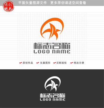 FK字母KF标志Q五星logo