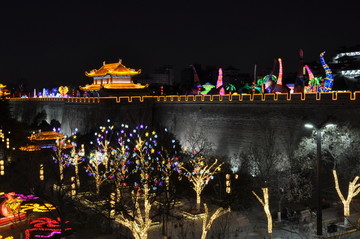 陕西西安城墙夜景