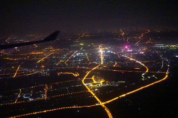 航拍上海夜景灯光