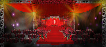 老中式红色舞台设计