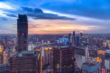 俯瞰重庆夜景渝中区江北区夜景