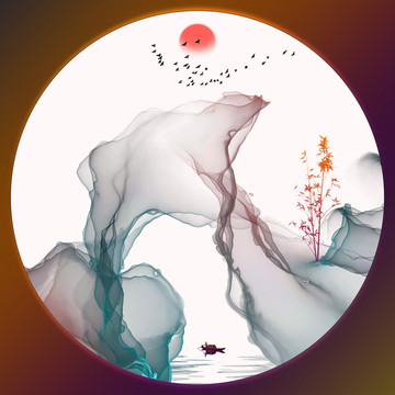 意境水墨抽象山水